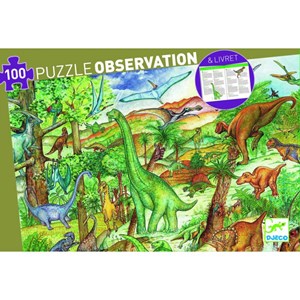 Djeco (07424) - "Discover the Dinosaurs + Poster" - 100 pezzi