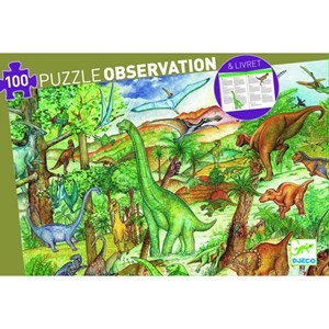 Djeco (07424) - "Discover the Dinosaurs + Poster" - 100 pezzi