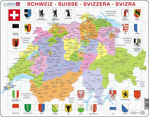 Larsen (K43) - "Switzerland Political Map" - 70 pezzi