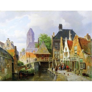 Puzzle Michele Wilson (A296-650) - Barend Cornelis Koekkoek: "View of Oudewater" - 650 pezzi