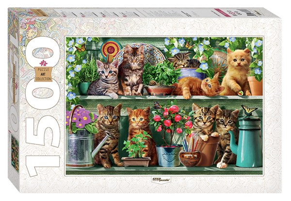 Step Puzzle (83057) - "Kittens in the Shelf" - 1500 pezzi